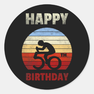 Happy 50th Birthday Mountain Bike Tour Cycling Ret Runder Aufkleber
