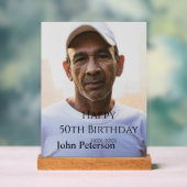 Happy 50th birthday name photo year man simple min acrylschild (Neutral)