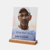 Happy 50th birthday name photo year man simple min acrylschild (Winkel)