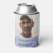 Happy 50th birthday name photo year man simple min dosenkühler (Kanne Rückseite)