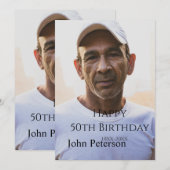 Happy 50th birthday name photo year man simple min einladung (Vorne/Hinten)