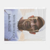 Happy 50th birthday name photo year man simple min fleecedecke (Vorderseite (Horizontal))