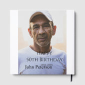 Happy 50th birthday name photo year man simple min gästebuch (Rückseite)