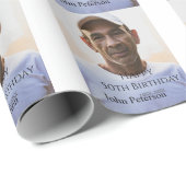 Happy 50th birthday name photo year man simple min geschenkpapier (Rolleneckpunkt)