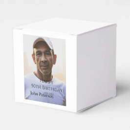 Happy 50th birthday name photo year man simple min geschenkschachtel