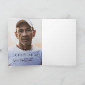 Happy 50th birthday name photo year man simple min karte (Innenseite)
