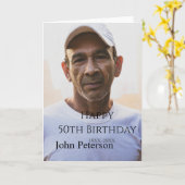 Happy 50th birthday name photo year man simple min karte (Gelbe Blume)