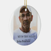 Happy 50th birthday name photo year man simple min keramik ornament (Rechts)