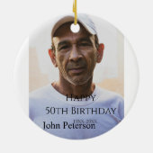 Happy 50th birthday name photo year man simple min keramik ornament (Hinten)