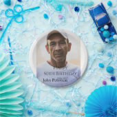 Happy 50th birthday name photo year man simple min pappteller (Party)