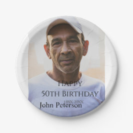 Happy 50th birthday name photo year man simple min pappteller