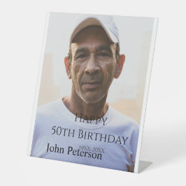 Happy 50th birthday name photo year man simple min sockelschild