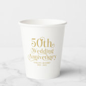 Happy 50th Wedding Anniversary Gold Typography Pappbecher (Vorderseite)