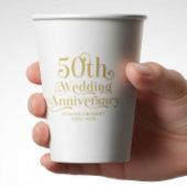 Happy 50th Wedding Anniversary Gold Typography Pappbecher