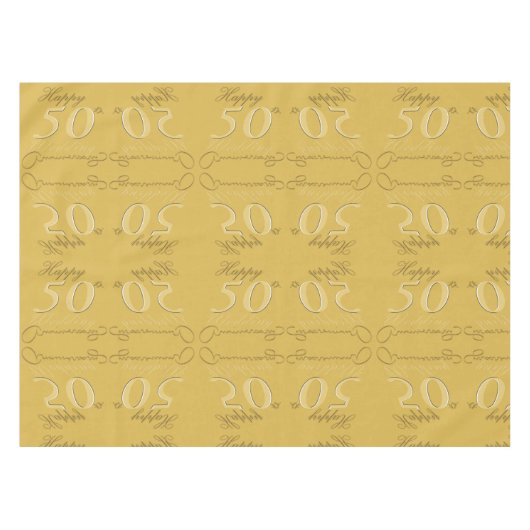 "Happy 50th Wedding Anniversary" Ochre & Golden Sc Tischdecke (Vorderseite (Horizontal))