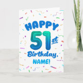 Happy 51st Birthday Card with Custom Name Karte (Vorderseite)