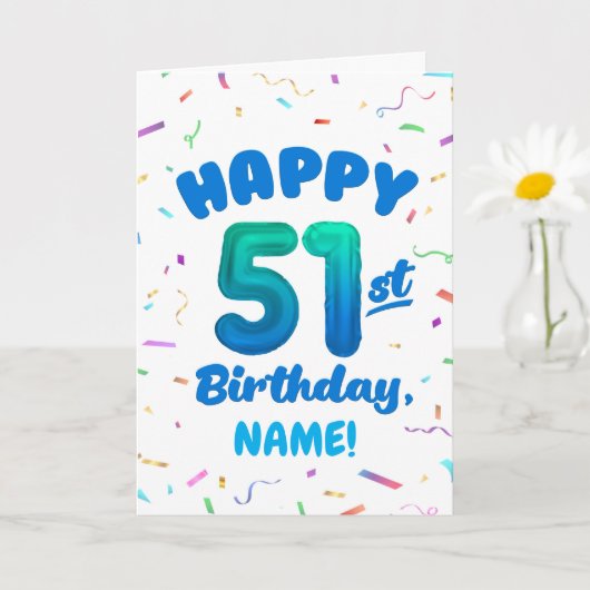 Happy 51st Birthday Card with Custom Name Karte (Kleine Pflanze)