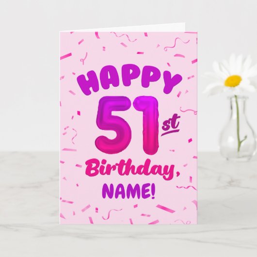Happy 51st Birthday Card with Custom Name Karte (Kleine Pflanze)