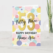 Happy 53. Geburtstag Pastel Rainbow Gold Frau Karte (Vorderseite)