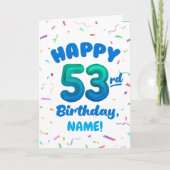 Happy 53rd Birthday Card with Custom Name Karte (Vorderseite)