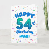 Happy 54th Birthday Card with Custom Name Karte (Vorderseite)
