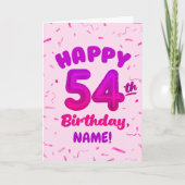 Happy 54th Birthday Card with Custom Name Karte (Vorderseite)