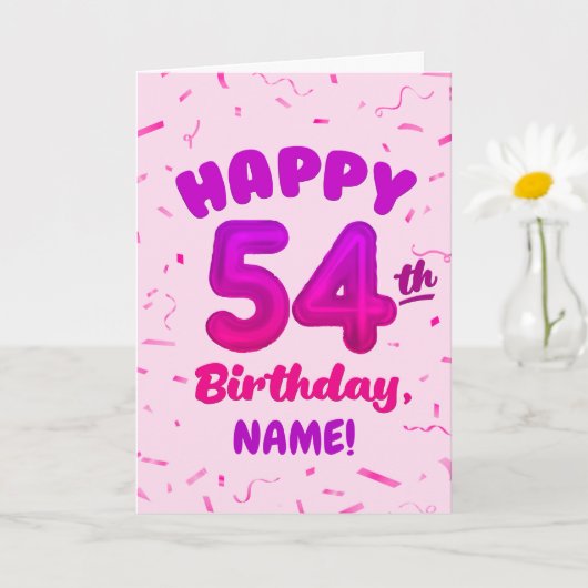 Happy 54th Birthday Card with Custom Name Karte (Kleine Pflanze)