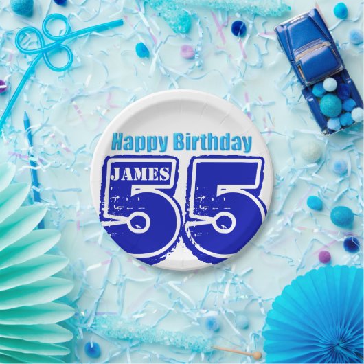 Happy 55. Geburtstag Personalisierte Papierplatte Pappteller (Party)