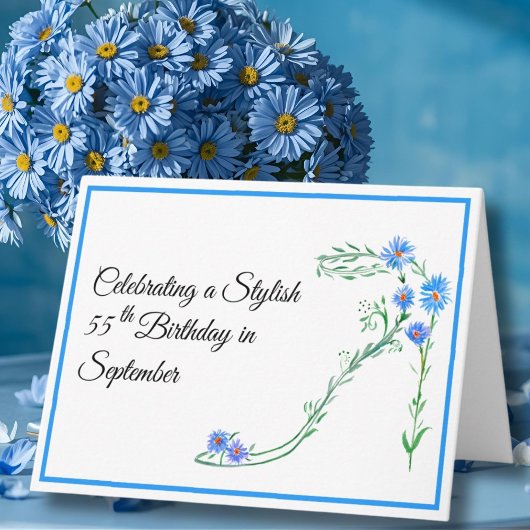 Happy 55. September Geburtstag Blue Aster Blume Karte