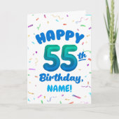 Happy 55th Birthday Card with Custom Name Karte (Vorderseite)