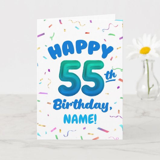 Happy 55th Birthday Card with Custom Name Karte (Kleine Pflanze)