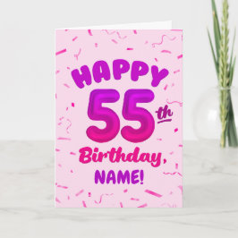 Happy 55th Birthday Card with Custom Name Karte