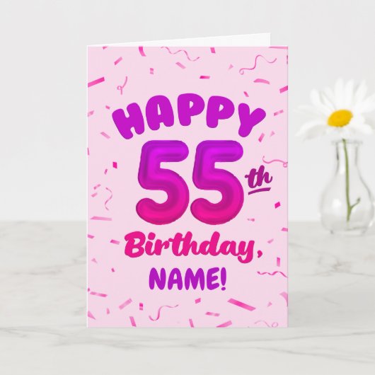Happy 55th Birthday Card with Custom Name Karte (Kleine Pflanze)