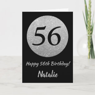Happy 56. Geburtstagskarte Black and Silver Glitze Karte