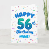 Happy 56th Birthday Card with Custom Name Karte (Vorderseite)