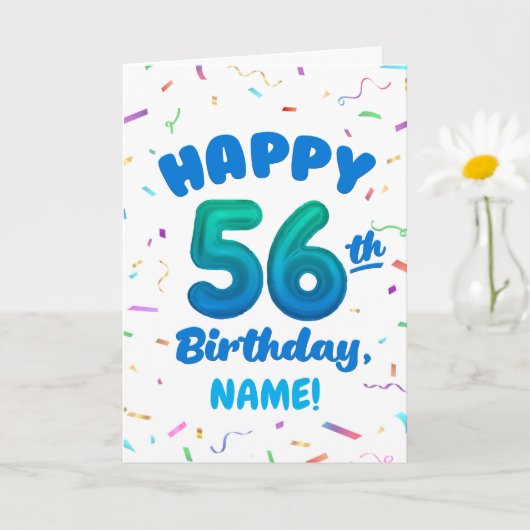 Happy 56th Birthday Card with Custom Name Karte (Kleine Pflanze)