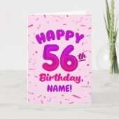 Happy 56th Birthday Card with Custom Name Karte (Vorderseite)