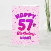 Happy 57th Birthday Card with Custom Name Karte (Vorderseite)