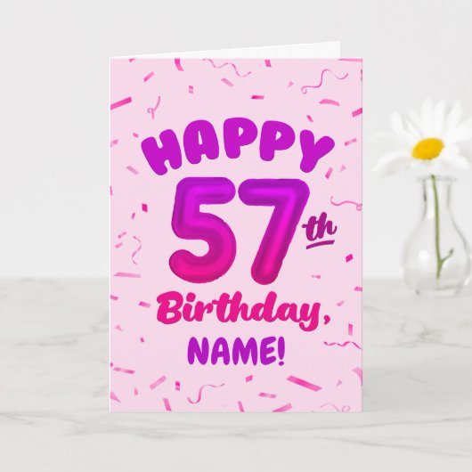 Happy 57th Birthday Card with Custom Name Karte (Kleine Pflanze)