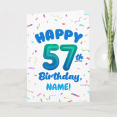 Happy 57th Birthday Card with Custom Name Karte (Vorderseite)