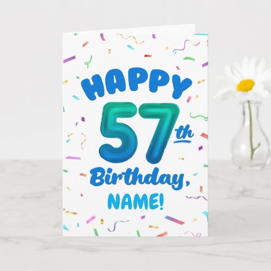 Happy 57th Birthday Card with Custom Name Karte (Kleine Pflanze)