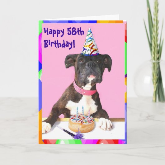 Happy 58th Birthday Boxer greeting card Karte (Vorderseite)