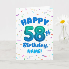 Happy 58th Birthday Card with Custom Name Karte