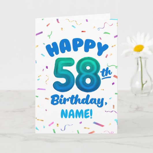 Happy 58th Birthday Card with Custom Name Karte (Kleine Pflanze)