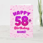Happy 58th Birthday Card with Custom Name Karte (Vorderseite)
