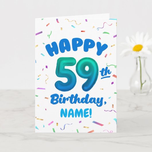 Happy 59th Birthday Card with Custom Name Karte (Kleine Pflanze)