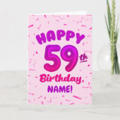 Happy 59th Birthday Card with Custom Name Karte (Vorderseite)