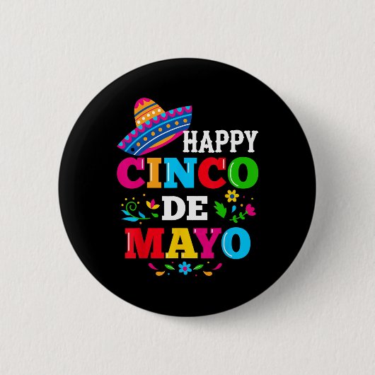 Happy 5 De Mayo Lasse Fiesta Viva Mexico Cinco De Button (Vorderseite)