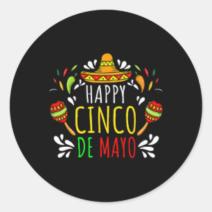 Happy 5 De Mayo Lasse Fiesta Viva Mexico Cinco De  Runder Aufkleber