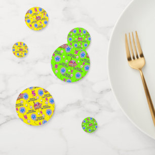 Happy 5. Geburtstag Confetti, Gelb & Grün Konfetti